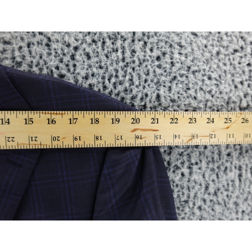Bespoke 44 L Loro Piana " 4 Seasons " Super 130's Navy Blue Double Windowpane - Picture 12 of 16